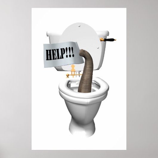 Elephant Stuck in Toilet Poster (Voorkant)