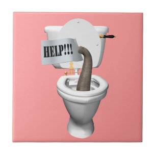 Elephant Stuck in Toilet Tegeltje