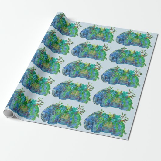 Elephant Succulent Cadeaupapier (Uitgerold)