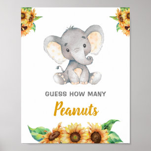 Elephant Sunflower Autumn raad hoeveel pinda's Poster