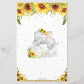 Elephant Sunflower Baby Prediction Advice Kaart (Achterkant)
