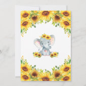 Elephant Sunflower Baby shower Bedankkaart (Achterkant)