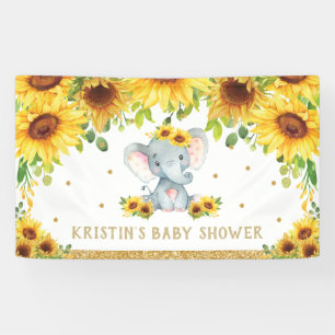 Elephant Sunflower Baby shower Birthday Backdrop Spandoek