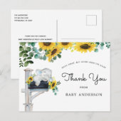 Elephant Sunflower Baby shower per post Dank u Briefkaart (Voorkant / Achterkant)
