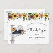 Elephant Sunflower Baby shower per post Dank u Briefkaart (Voorkant / Achterkant)