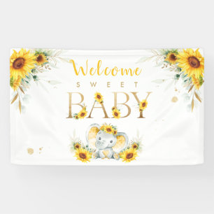 Elephant Sunflower Baby shower Welkom Spandoek