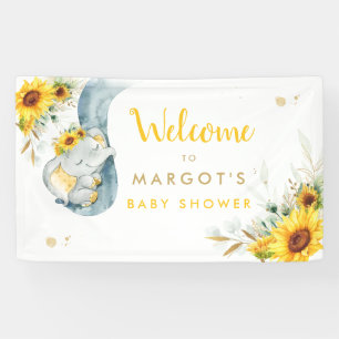 Elephant Sunflower Baby shower Welkom Spandoek