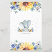 Elephant Sunflower Blue Shower wenst Baby (Achterkant)