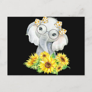 Elephant Sunflower Gifts Feestdagenkaart