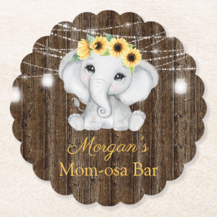Elephant Sunflower Licht Meisje Baby shower Kartonnen Onderzetters