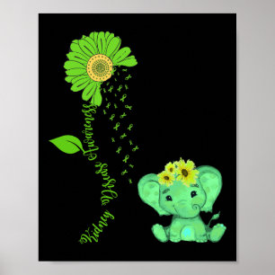 Elephant Sunflower Nierziekte Bewustheid Costum Poster