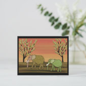 Elephant Sunset Briefkaart (Staand voorkant)