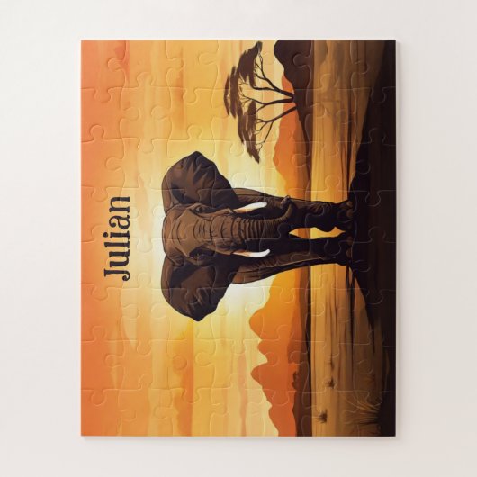 Elephant Sunset Legpuzzel (Verticaal)