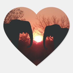 Elephant Sunset Silhouette Hart Sticker