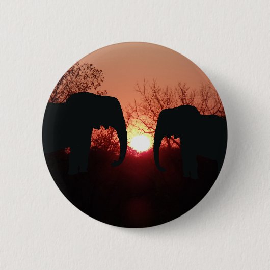 Elephant Sunset Silhouette Ronde Button 5,7 Cm (Voorkant)