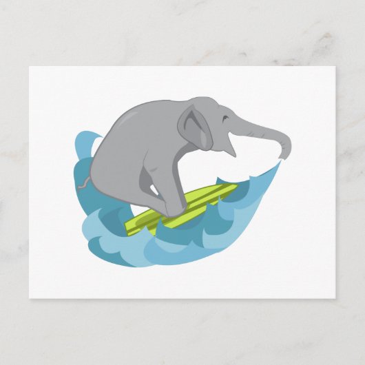 Elephant Surfer Briefkaart (Voorkant)