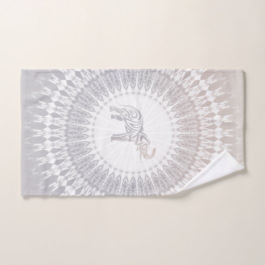 Eléphant Taupe Beige Mandala (Serviette à main)