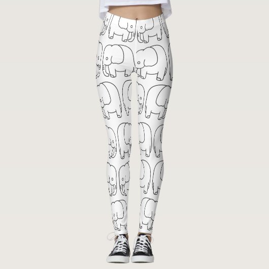 Elephant Tekening Leggings (Voorkant)