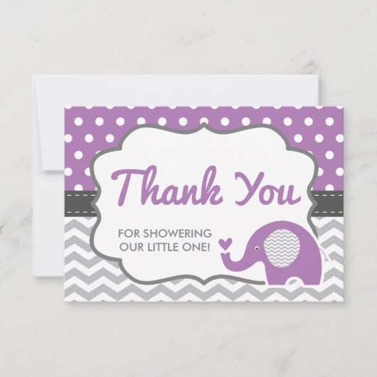 Elephant Thank You Card, BEWERKBARE KLEUR Bedankkaart (Voorkant)