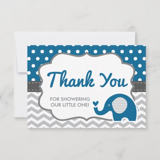 Elephant Thank You Card, BEWERKBARE KLEUR Bedankkaart (Voorkant)