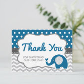 Elephant Thank You Card, BEWERKBARE KLEUR Bedankkaart (Staand voorkant)