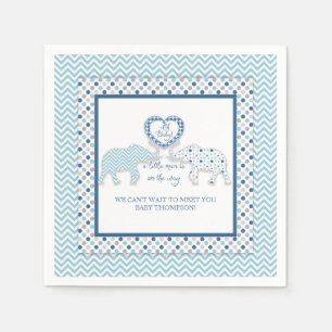 Elephant Theme Boy Baby shower Decor Gepersonalise Servetten