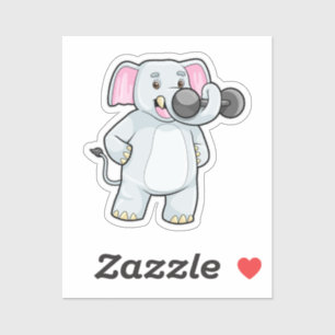 Elephant tijdens strakke training met Dumbbell Sticker