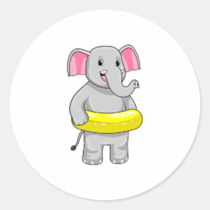 Elephant tijdens zwemmen met Lifebuoy Ronde Sticker