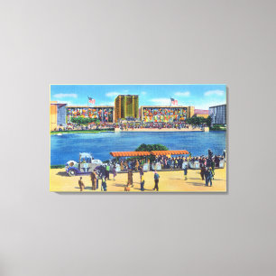 Elephant Train en Federal Bldg, CA Worlds Fair Canvas Afdruk