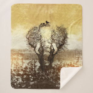 Elephant Tree Abstract Sherpa Deken