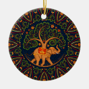 Elephant Tree of life in Mandala Keramisch Ornament