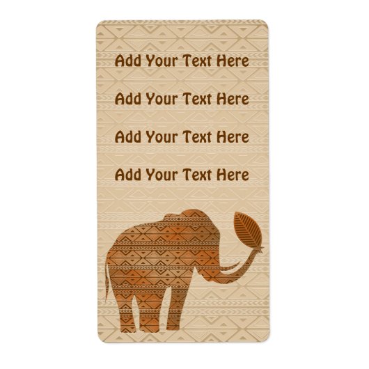 Elephant Tribal Art Design Labels (Voorkant)