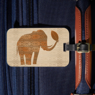 Elephant Tribal Kunstontwerp Bagagelabel
