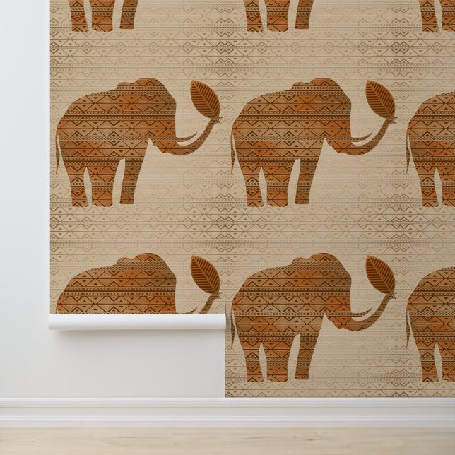 Elephant Tribal Kunstontwerp Behang (Applicatie)