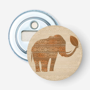 Elephant Tribal Kunstontwerp Button Flesopener