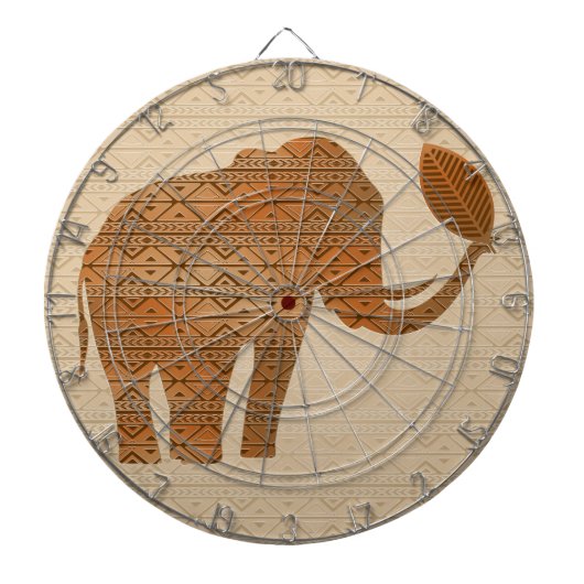 Elephant Tribal Kunstontwerp Dartbord (Voorkant)
