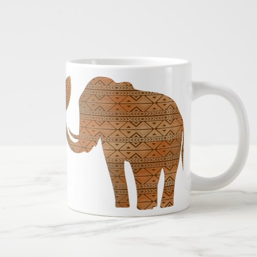 Elephant Tribal Kunstontwerp Extra Grote Beker (Rechts)