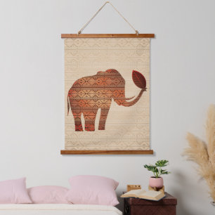 Elephant Tribal Kunstontwerp Hangend Wandkleed
