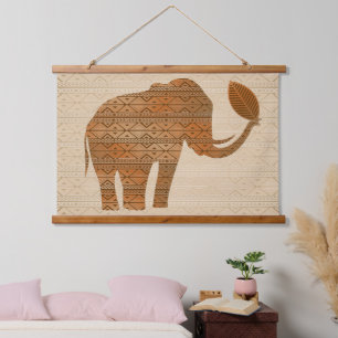 Elephant Tribal Kunstontwerp Hangend Wandkleed