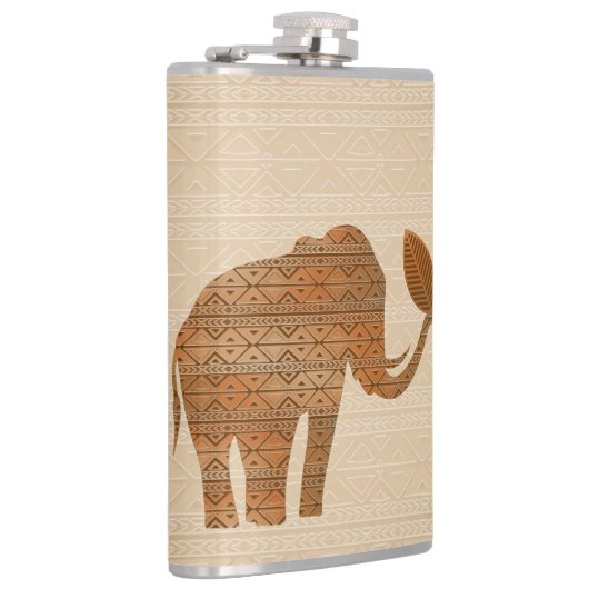 Elephant Tribal Kunstontwerp Heupfles (Rechts)