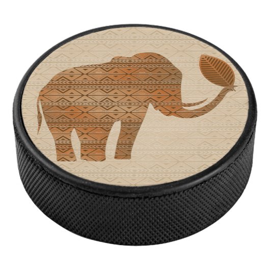 Elephant Tribal Kunstontwerp Hockey Puck (3/4)