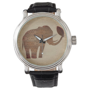 Elephant Tribal Kunstontwerp Horloge