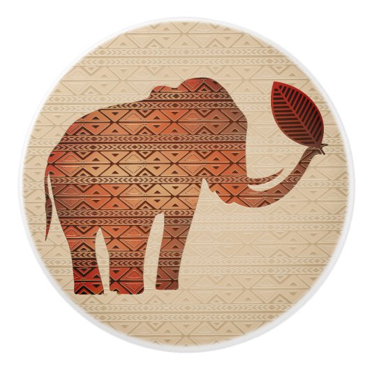 Elephant Tribal Kunstontwerp Keramische Knop (Voorkant)