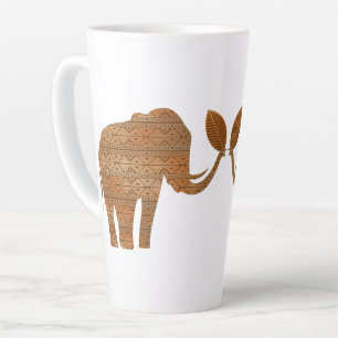 Elephant Tribal Kunstontwerp Latte Mok
