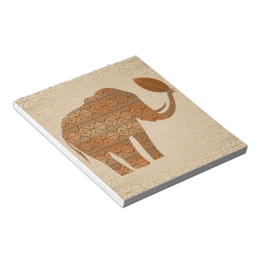 Elephant Tribal Kunstontwerp Notitieblok (Schuin)