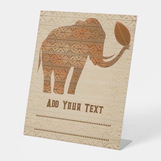 Elephant Tribal Kunstontwerp Reclamebord Met Voetstuk (Voorkant)