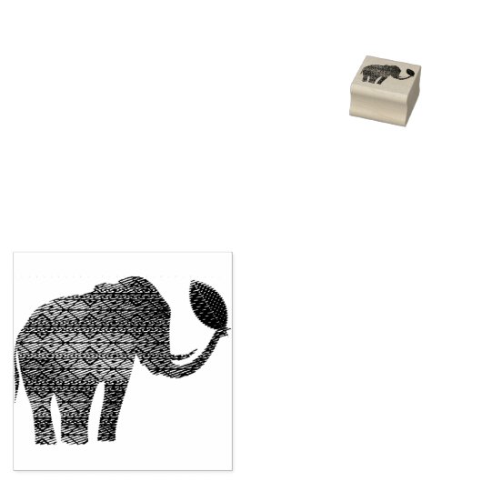 Elephant Tribal Kunstontwerp Rubberstempel (Gestempeld)