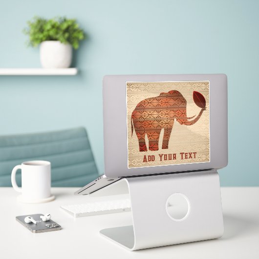 Elephant Tribal Kunstontwerp Sticker (Laptop op bureau)