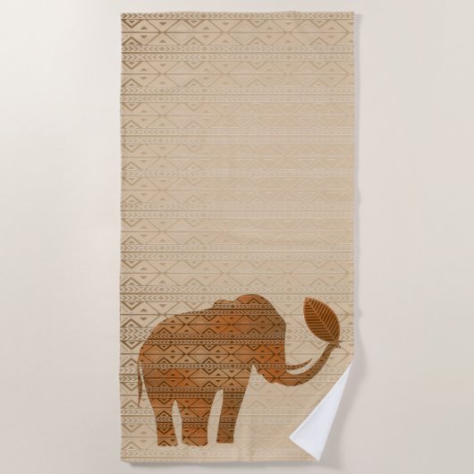 Elephant Tribal Kunstontwerp Strandlaken (Voorkant)