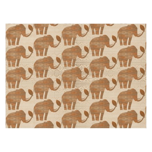 Elephant Tribal Kunstontwerp Tafelkleed (Voorkant (Horizontaal))